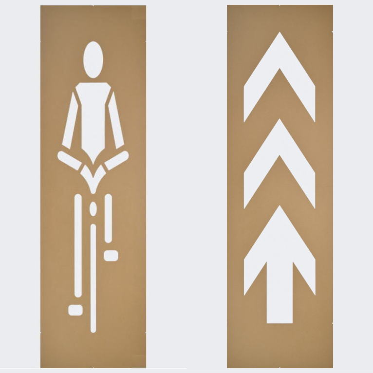 自転車ナビマーク・矢羽根型路面表示：ペンキ塗装用ステンシル